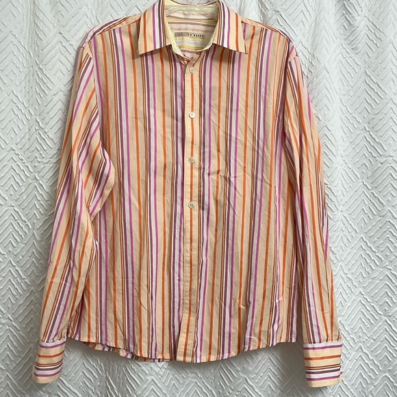 Ted Baker Men’s Striped Long Sleeve Button Down Size 3 - Picture 1 of 4